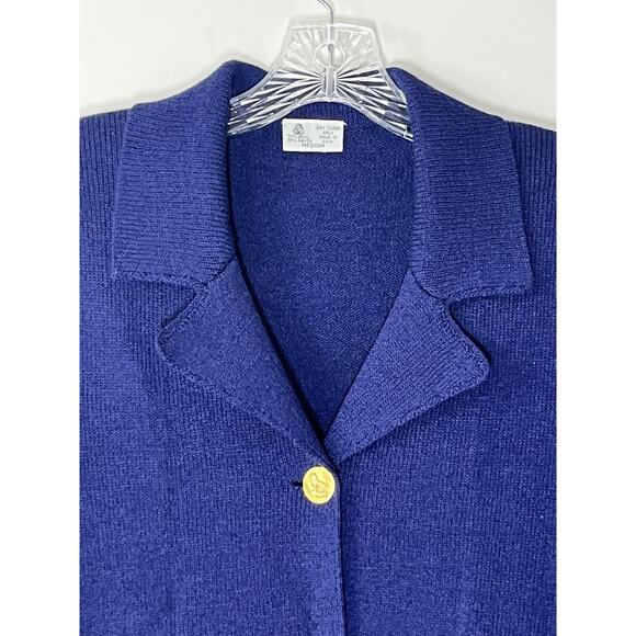 Vintage Wool Blend Cardigan Sweater Blazer Women M Gold Buttons Old Money Preppy - Picture 3 of 12